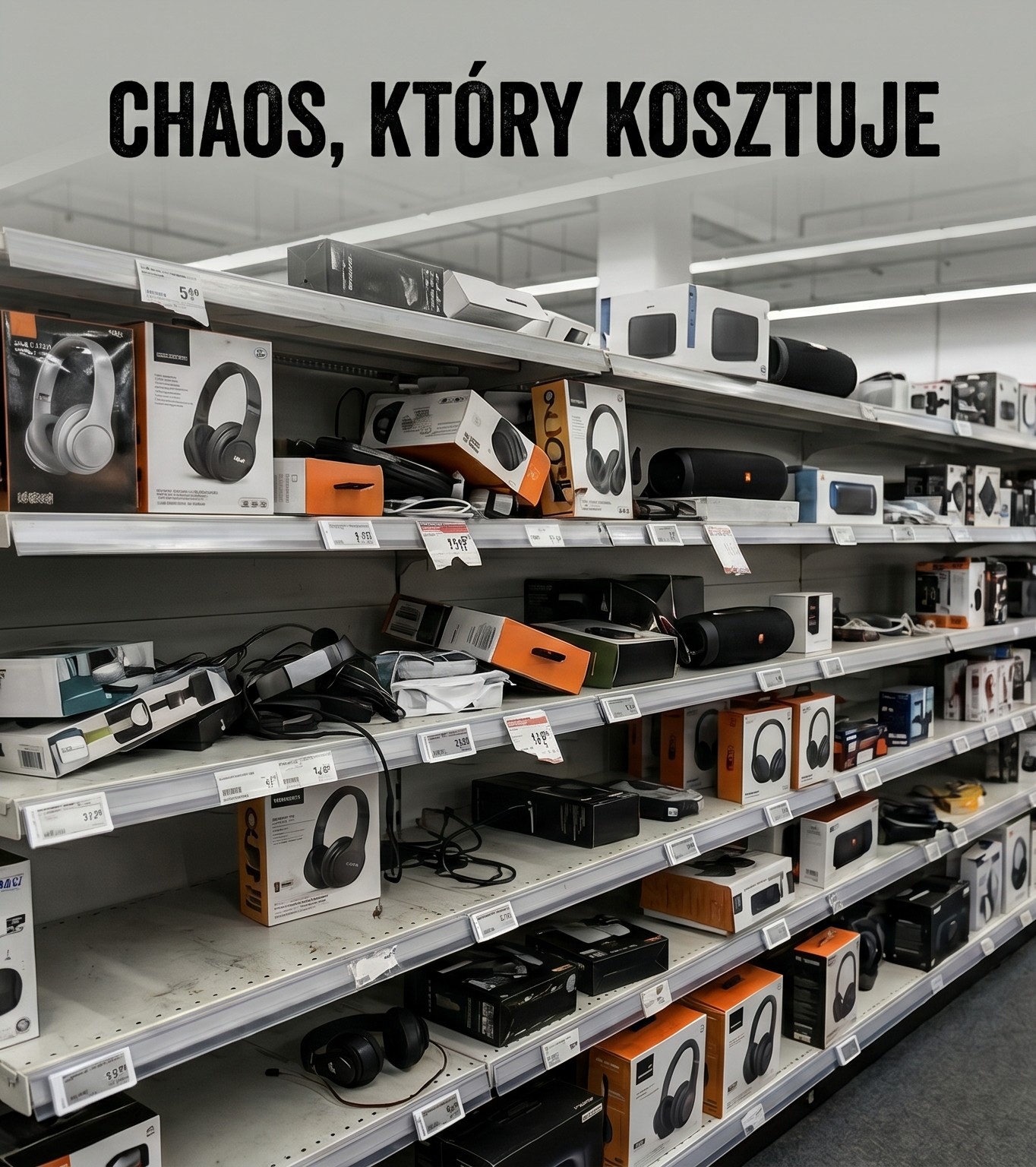 Braki i bałagan na półce